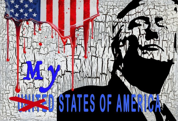 Symbolic image, Trump as owner of the USA, governing with executive order, pseudo-government, democracy versus autocracy, US democracy in danger, criticism of freedom of speech, LGBT, wokeness, EU and Germany as scapegoats, industry, Donald Trump, customs dictates, Elon Musk, Mark Zuckerberg, social networks, fake news, broken rights, hatred, hate speech, DSG Digital Services Act, re-election, USA, politics, announcements, vendetta, wanted dictator, Republicans, US electoral system, global danger, lies, 2nd term, global burden, Ukraine. term, global burden, Ukrainian war, White House storm
