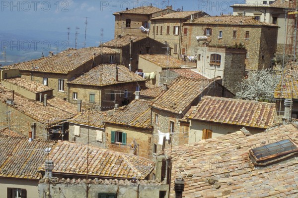 Roofs of the old town centre in Volterra, Italy