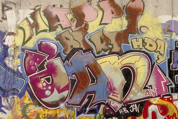 Graffiti on the Berlin Wall, created in the 1990s, Berlin, Germany
