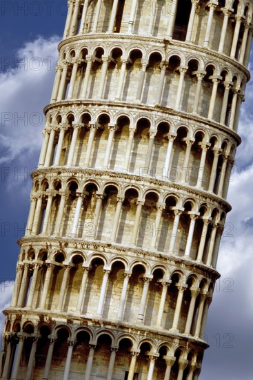 Detail of the Leaning Tower of Pisa, Pisa, Tuscany, Italy