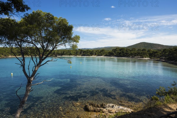 Beach, Plage de l'Estagnol, Bormes-les-Mimosas, Var, French Riviera, Provence-Alpes-Cote d'Azur, Cote d Azur, France
