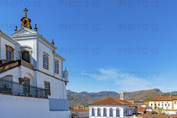 Baroque buildings in the city of Ouro Preto among the hills of Minas Gerais, Ouro Preto, Minas Gerais, Brazil