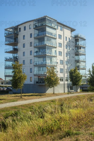 Modern apartment building built in 2020 in Ystad, Skåne County, Sweden, Scandinavia