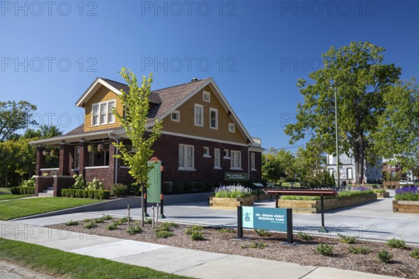 Detroit, Michigan, The Dr. Ossian Sweet home and memorial park. When Sweet moved his family into this then-all white neighborhood in 1925, a mob inspired by the Ku Klux Klan tried to force them out. Defenders of the home fired on the mob, killing one white man. Sweet and 10 others were charged with murder. They were defended by the NAACP and Clarence Darrow