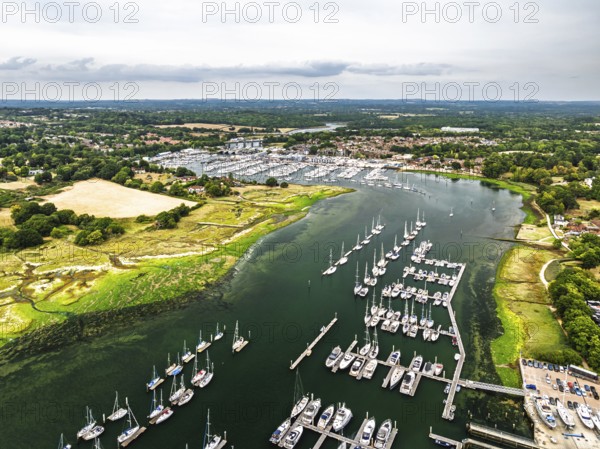 DefaultRiver Hamble and Swanwick Marina from drone, Swanwick, Southampton, Hampshire, England, United Kingdom