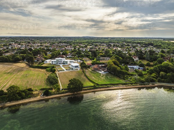 River Hamble from drone, Hamble-le-Rice, Warsash, Southampton Water, Hampshire, EnglandDefault