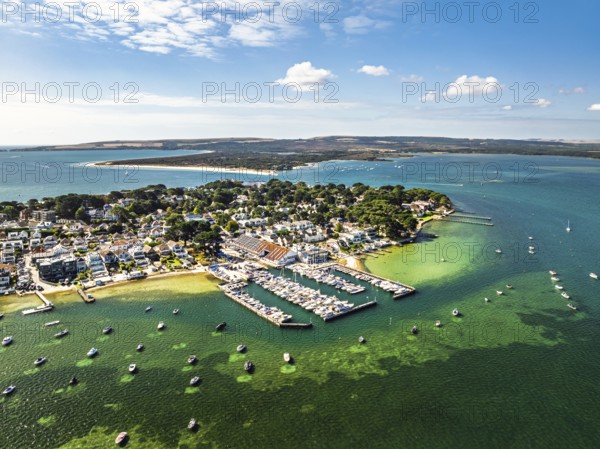 Sandbanks from drone, Poole, Dorset, England, United Kingdom