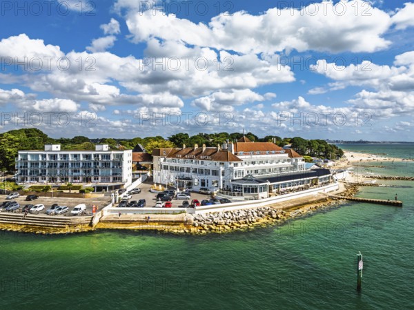 Sandbanks from drone, Poole, Dorset, England, United Kingdom