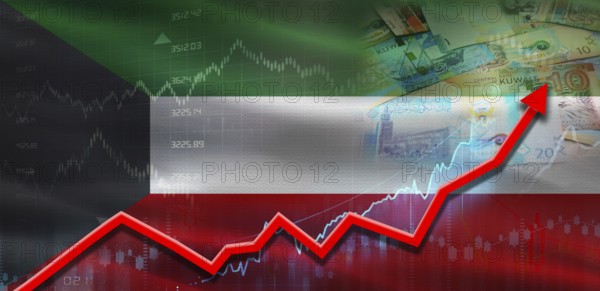 Kuwait financial growth on market graph. Kuwait economic growth on financial graph