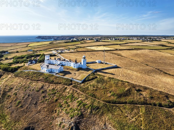 Lizard Lighthouse from a drone, Lizard Point, Cornwall, England, United Kingdom