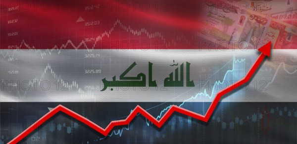 Iraq financial growth on market graph. Iraq economic growth on financial graph