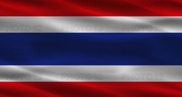 Thailand flag with fabric texture. Realistic flag of Thailand waving