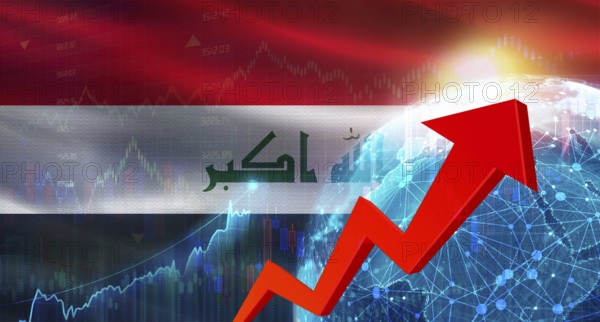 Global financial growth with Iraq flag. Financial growth with Iraq flag on economic background