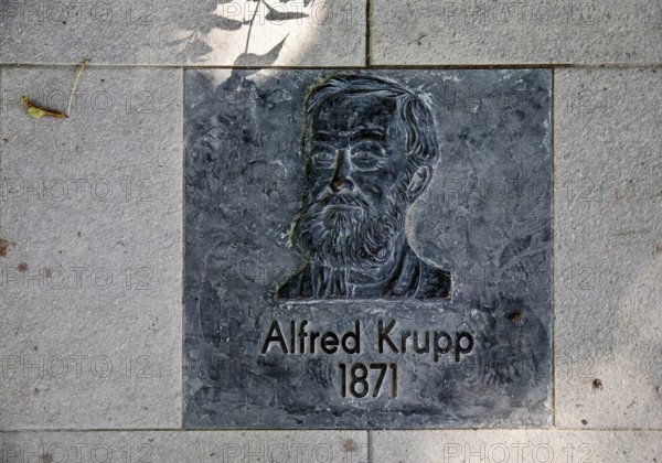 Bronze plaque of Alfred Krupp on the Walk of Fame in Bad Nauheim, Hesse, Germany