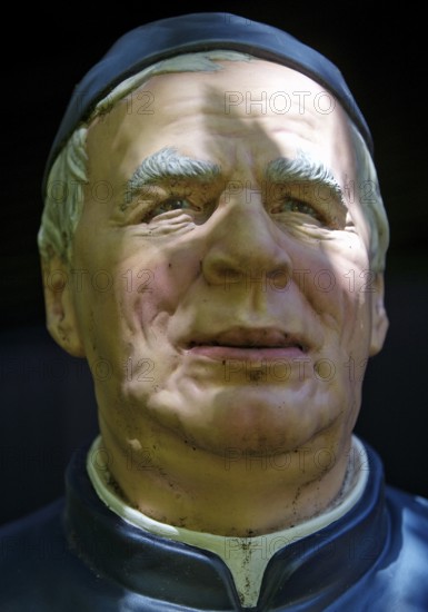 Portrait of the life-size figure of Sebastian Kneipp in the Kneipp spa town of Bad Nauheim, Hesse, Germany