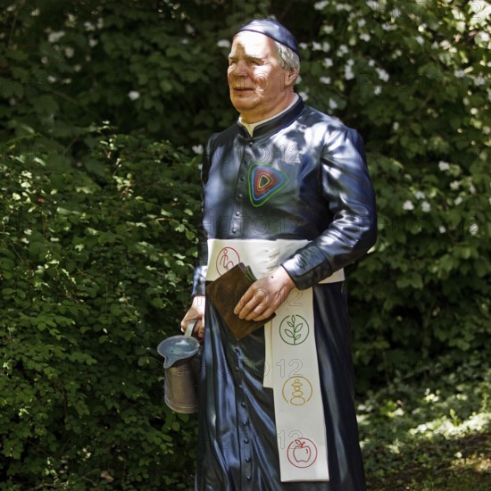 Life-size figure of Sebastian Kneipp in the Kneipp spa town of Bad Nauheim, Hesse, Germany