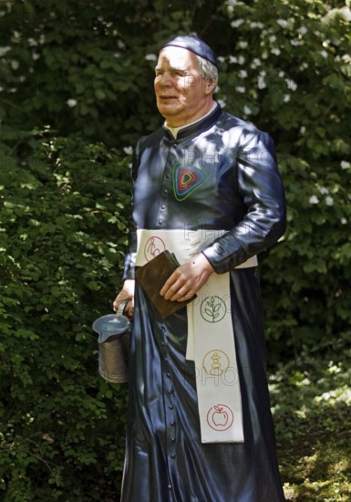 Life-size figure of Sebastian Kneipp in the Kneipp spa town of Bad Nauheim, Hesse, Germany
