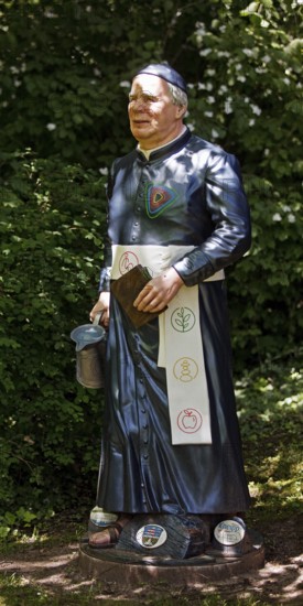 Life-size figure of Sebastian Kneipp in the Kneipp spa town of Bad Nauheim, Hesse, Germany