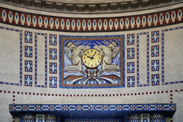 Waiting room in bathhouse 3 with mosaics from the Royal Bavarian Court Mosaic and Art Institute, Art Nouveau, Art Nouveau Forum, Sprudelhof, Bad Nauheim, Hesse, Germany