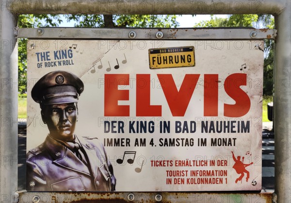 Sign for the Elvis guided tour through Bad Nauheim, Elvis Presley lived in Bad Nauheim, Hesse, Germany during his military service from 1958 to 1960
