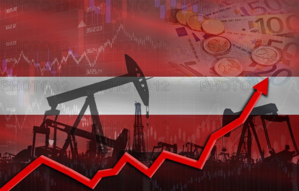 Oil production with Latvia flag, petrol industry. Oil pumps with Latvia flag