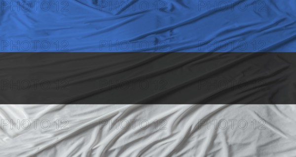 Close up of Estonia flag waving. Flag of Estonia with cloth texture