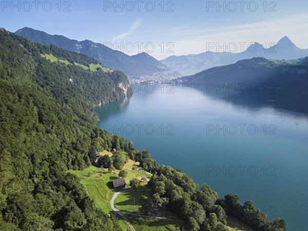 Rütli meadow, Grütli Museum and the Rütli House, fountains and the myths behind, Lake Lucerne, Rütli, Canton, Uri, Switzerland