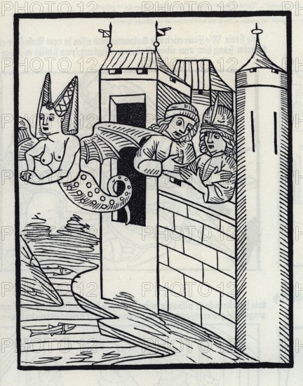 Woodcut from the oldest illustrated edition of Schöne Melusine from 1480, from Könnecke Bilderatlas zur Geschichte der Deutschen Litteratur Marburg, 1887