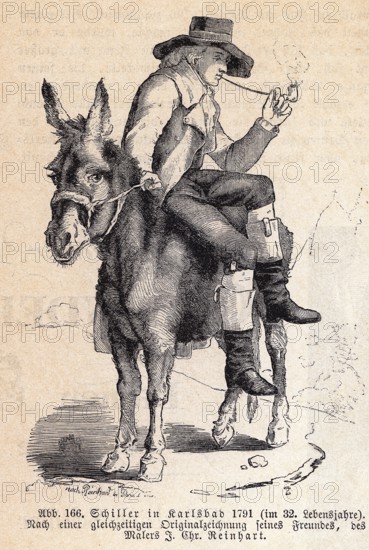 Johann Christian Reinhard, Schiller riding a donkey 1785 1787 German literary history, by Robert König, 9th edition from 1881