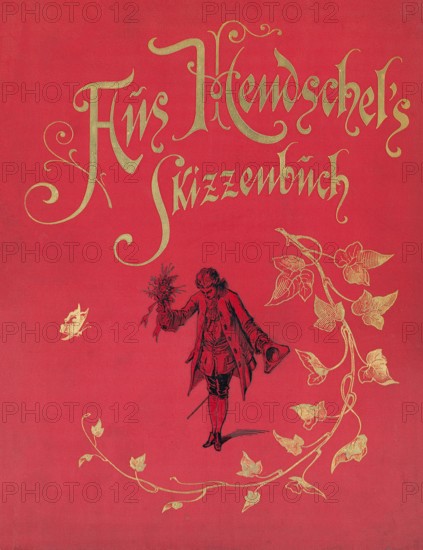 Cover, Linum grandiflorum and gold print, A. Hendschel's Sketchbook, collotype published by M. Hendschel, after 1871