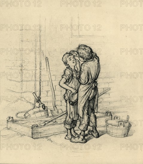 Eye operation, washing out eyes, A. Hendschel's sketchbook, collotype published by M. Hendschel, after 1871