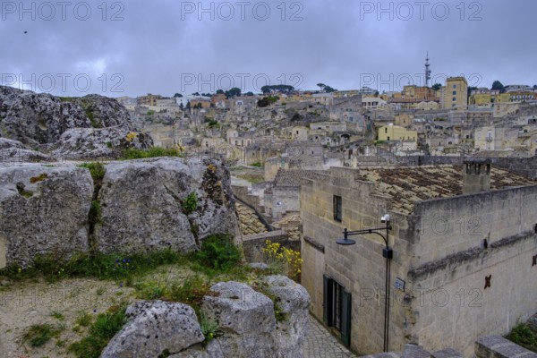 Cave settlement, cave dwellings, houses, Sassi, Matera, Unesco World Heritage Site, Basilicata, Italy