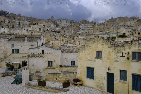 Cave settlement, cave dwellings, houses, Sassi, Matera, Unesco World Heritage Site, Basilicata, Italy