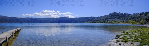 Lake Albano, Lago Albano from Castel Gandolfo, Albano, Alban Hills, Colli Albani, Lazio, Italy