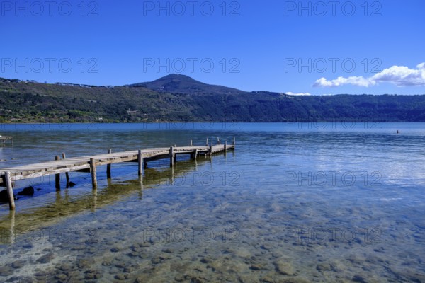 Lake Albano, Lago Albano from Castel Gandolfo, Albano, Alban Hills, Colli Albani, Lazio, Italy