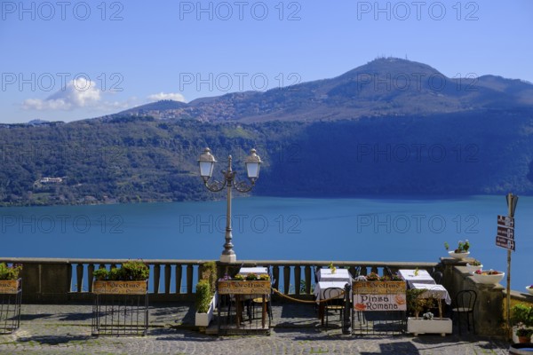 Lake Albano, Lago Albano from Castel Gandolfo, Albano, Alban Hills, Colli Albani, Lazio, Italy