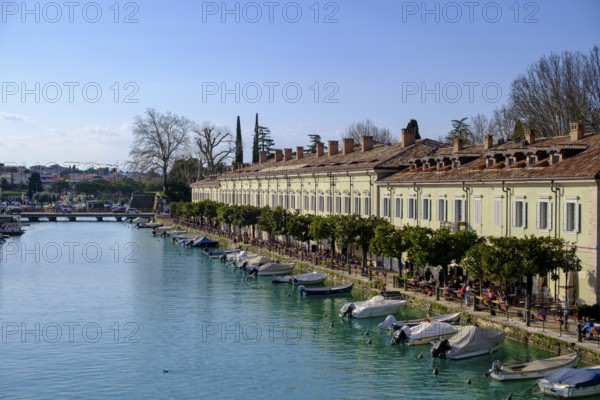 Padiglione degli Ufficiali at the harbour basin, Peschiera del Garda, Lake Garda, Veneto, Italy