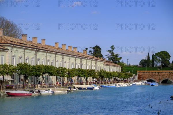 Padiglione degli Ufficiali at the harbour basin, Peschiera del Garda, Lake Garda, Veneto, Italy