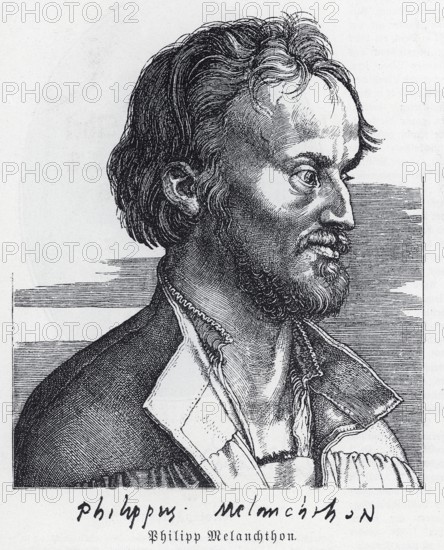 Philipp Melanchton Schwarzerd, (1497-1560), woodcut by Albrecht Dürer (from Könnecke Bilderatlas zur Geschichte der Deutschen Litteratur Marburg, 1887
