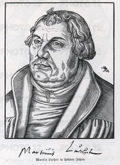Martin Luther (1483-1546) as a monk, woodcut, from Könnecke Bilderatlas zur Geschichte der Deutschen Litteratur Marburg, 1887
