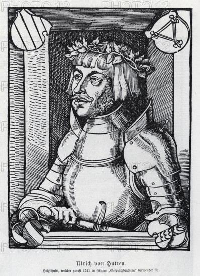 Ulrich von Hutten (1488-1522), woodcut, from Könnecke Bilderatlas zur Geschichte der Deutschen Litteratur Marburg, 1887