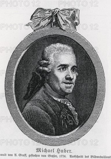 Michael Huber (1727-1804) Copperplate engraving after oil painting, from Könnecke Bilderatlas zur Geschichte der Deutschen Litteratur Marburg, 1887