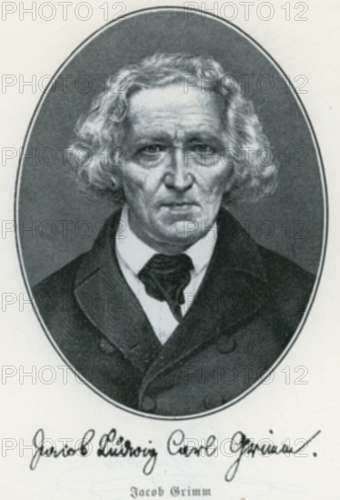 Jacob Grimm (1785, 1863) redrawn from a photograph, from Könnecke Bilderatlas zur Geschichte der Deutschen Litteratur Marburg, 1887
