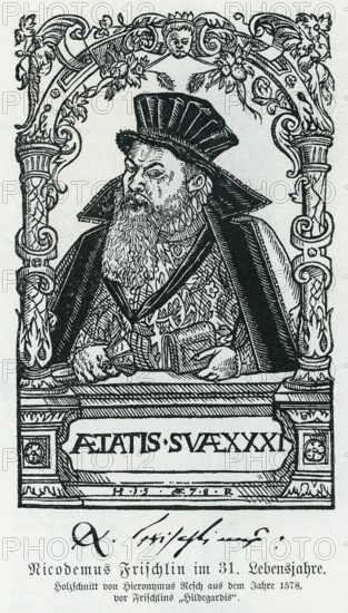 Nikodemus Frischlin (1547-1590), woodcut, from Könnecke Bilderatlas zur Geschichte der Deutschen Litteratur Marburg, 1887