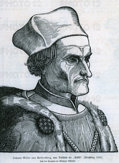 Johann Geiler von Kaisersberg (1445-1510) from Könnecke Bilderatlas zur Geschichte der Deutschen Litteratur Marburg, 1887