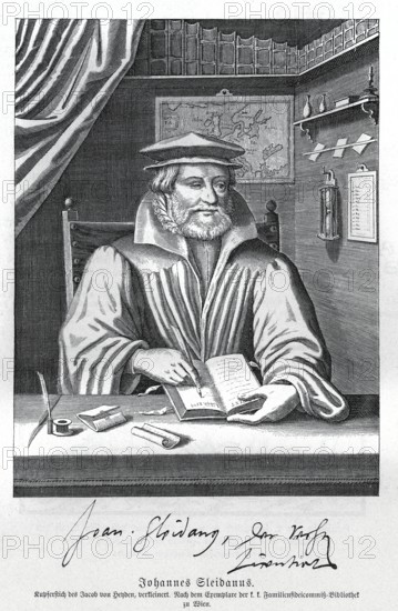 Johannes Sleidanus (Johann Baptist Philippson) (1506/1598-1556) Copperplate engraving, from Könnecke Bilderatlas zur Geschichte der Deutschen Litteratur Marburg, 1887