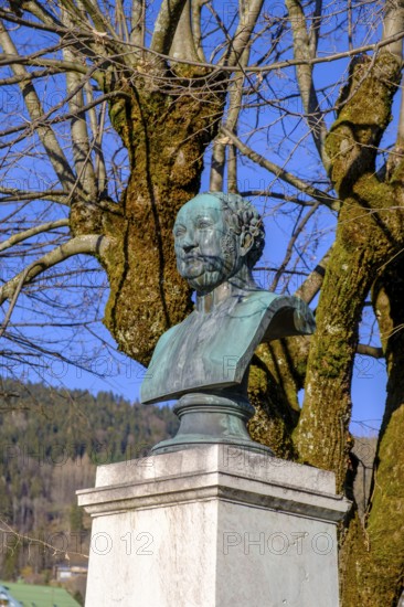 Monument to King Max II in the spa gardens, Tegernsee, Upper Bavaria, Bavaria, Germany