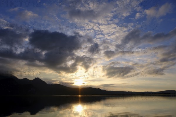 Sunset, Kochel am See, Lake Kochel, Upper Bavaria, Bavaria, Germany