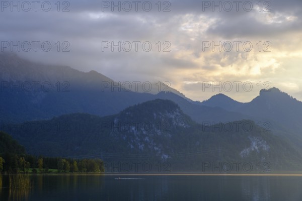 Sunset, Kochel am See, Lake Kochel, Upper Bavaria, Bavaria, Germany