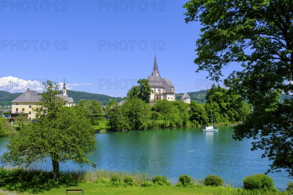 Maria Wörth pilgrimage church, on the southern shore of Lake Lake Wörth, Carinthia, Austria